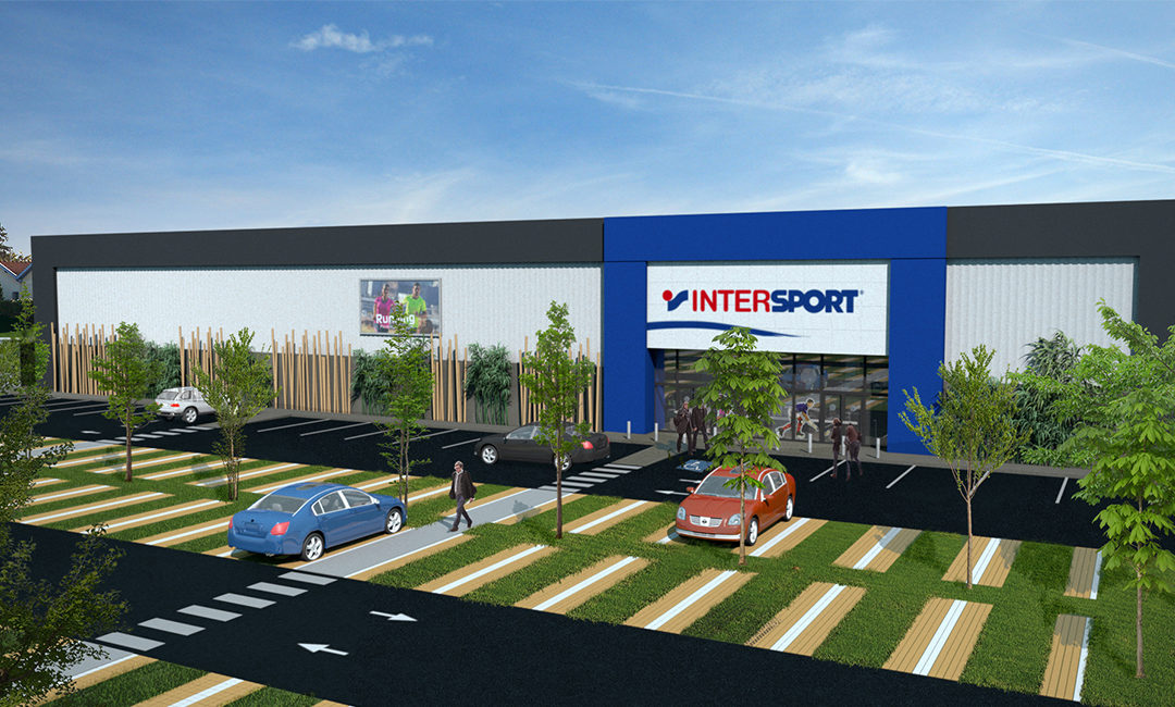 Chantier de construction Intersport à Sainte-Eulalie (33)